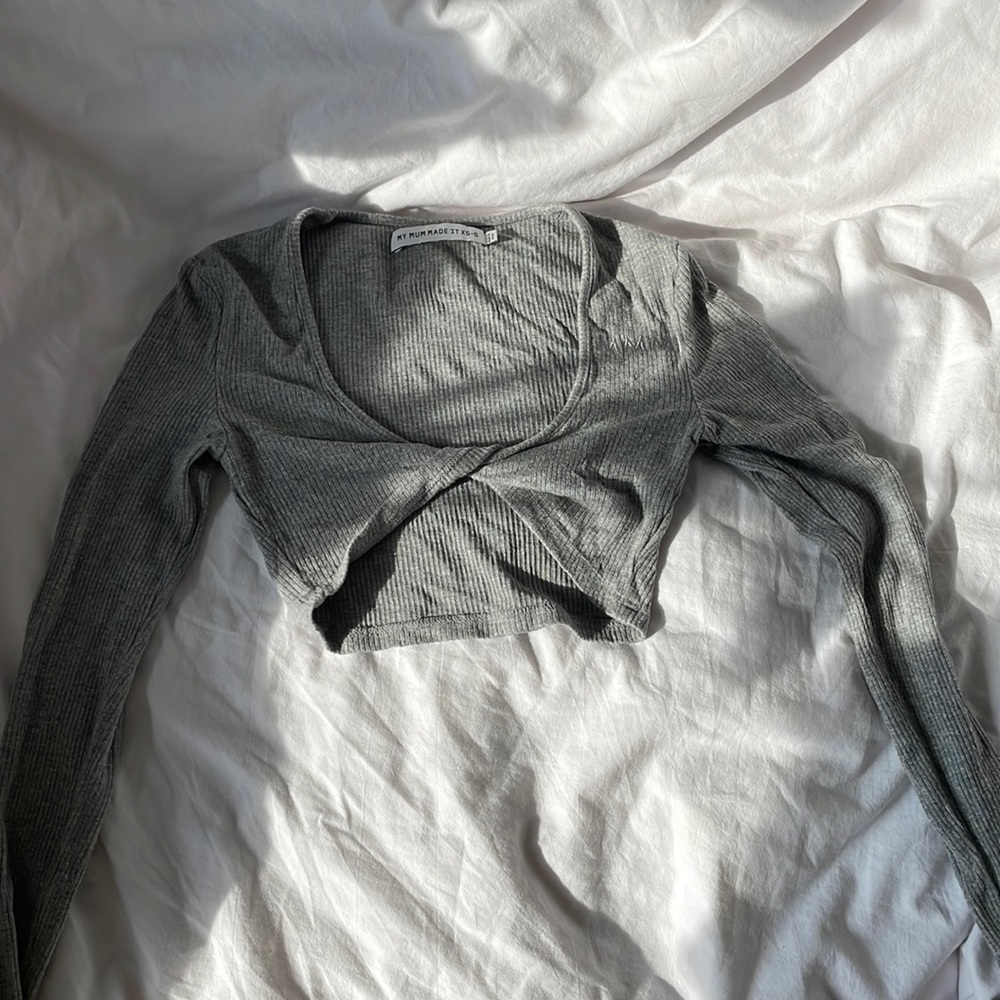 My Mum Made It - Knit Cropped Top in Grey